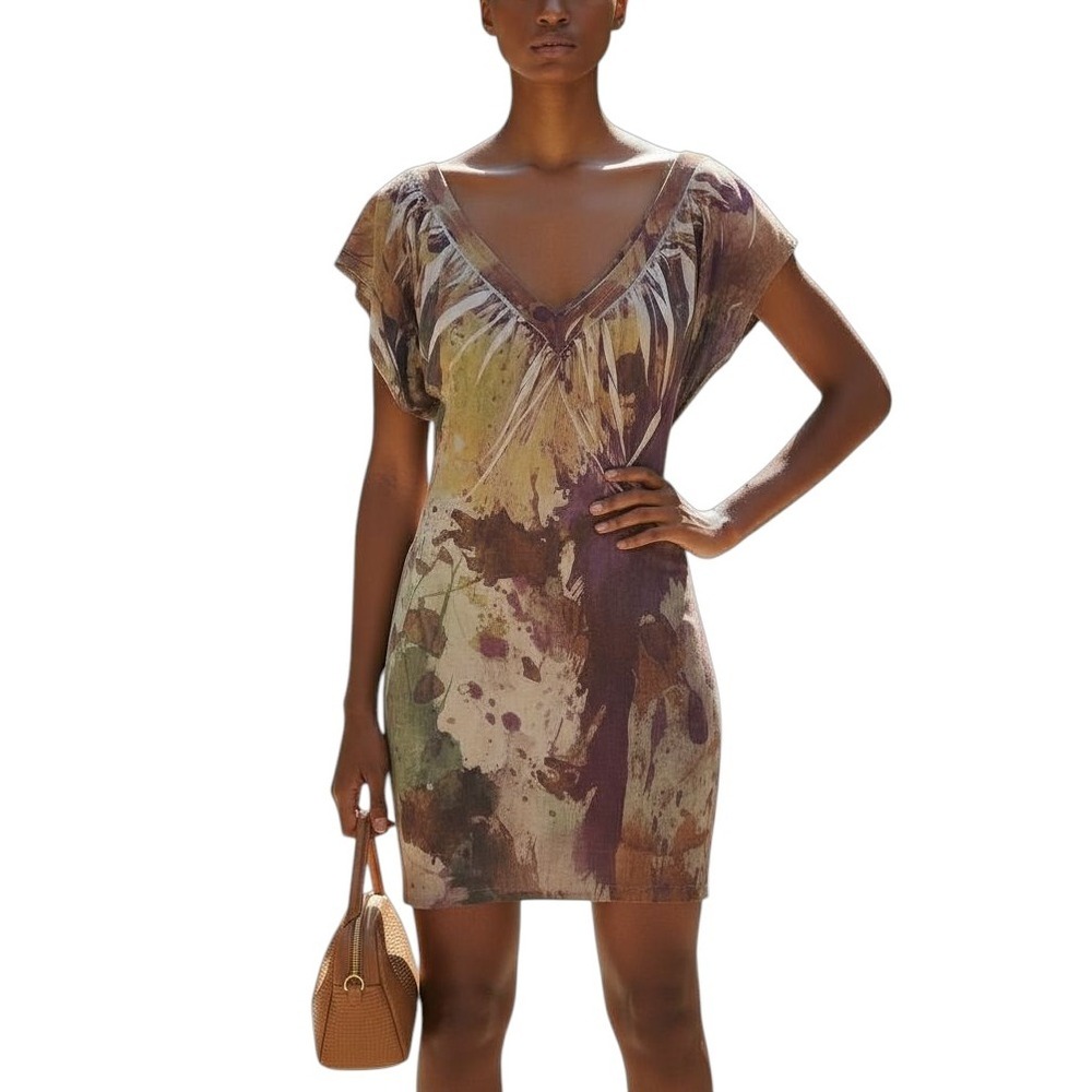 Vtg Charlotte Russe Brown Babydoll Mini Dress L Y2K Goblincore Forest Fairy Boho